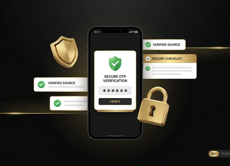 Gold365 ID safety checklist graphic with security shield and account cards