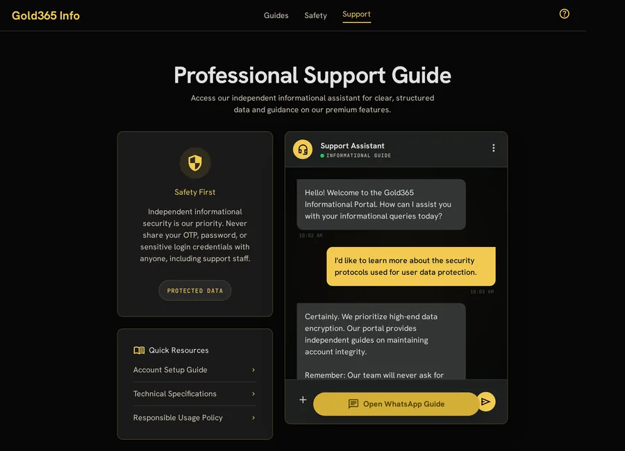 Gold365 support chat guidance illustration for VIP and account questions